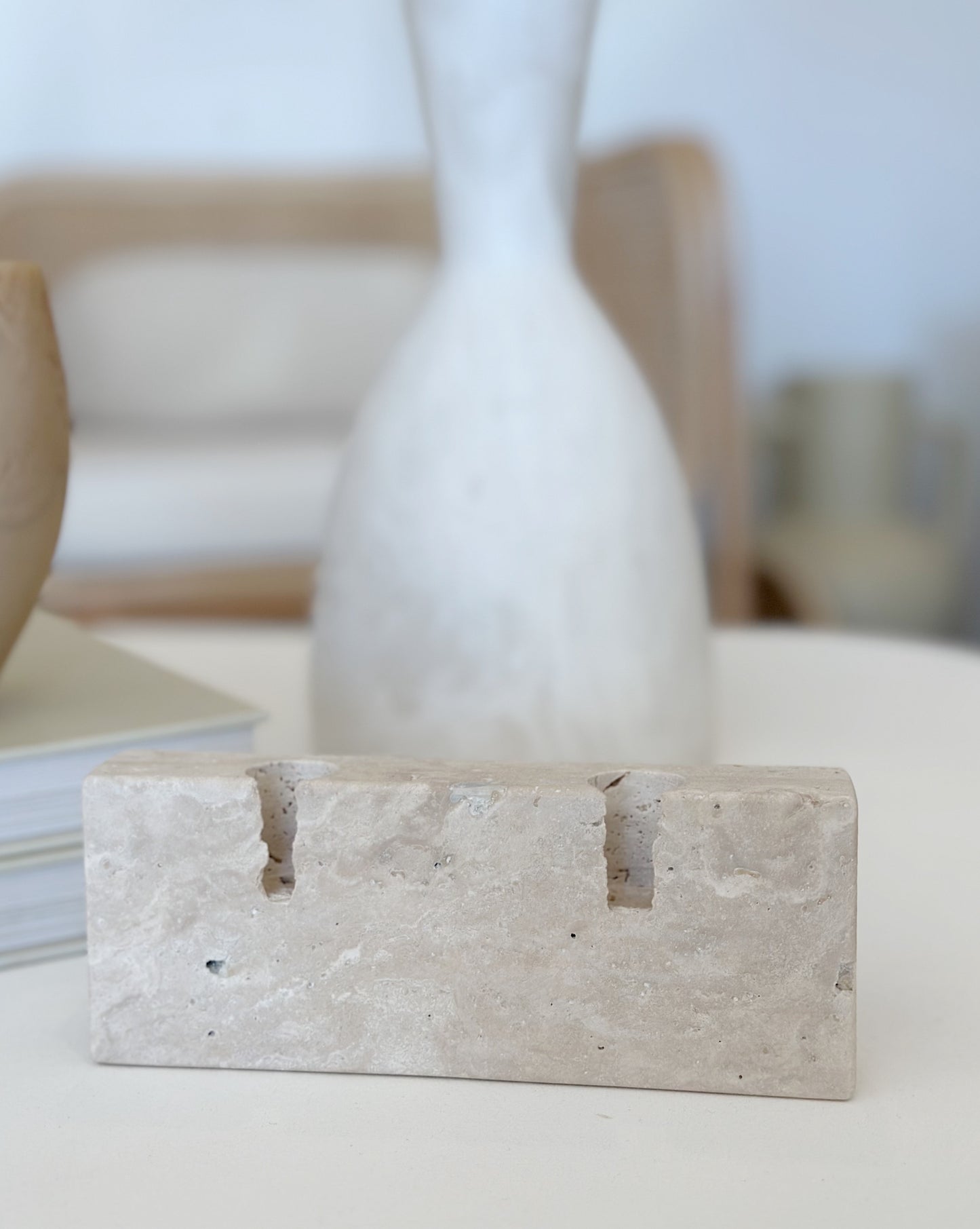 TRAVERTINE DUO CANDLESTICK - SECONDS