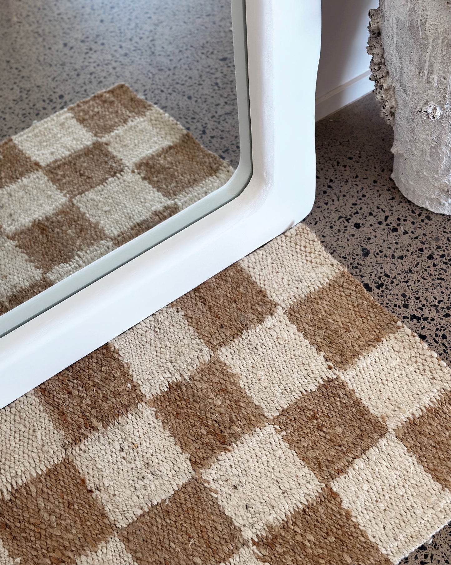 JUTE MAT WHITE CHECK