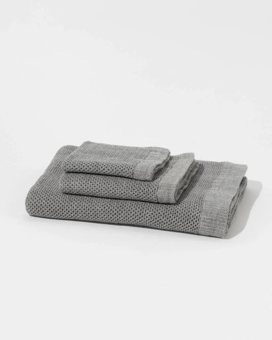 VINTAGE WAFFLE HAND TOWEL - WASHED GREY