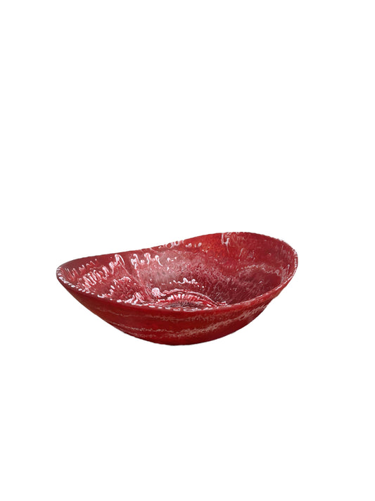 RESIN BOWL RED MARBLE