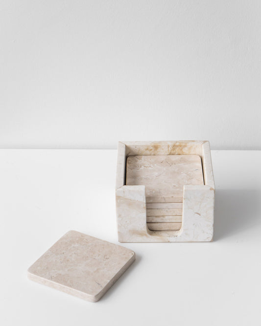 SQUARE MARBLE COASTERS - CREAM