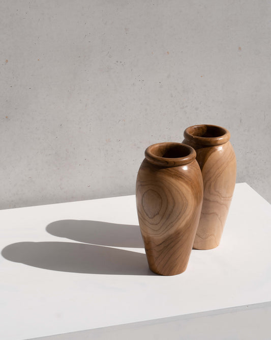 SCULPTURED TEAK VASE