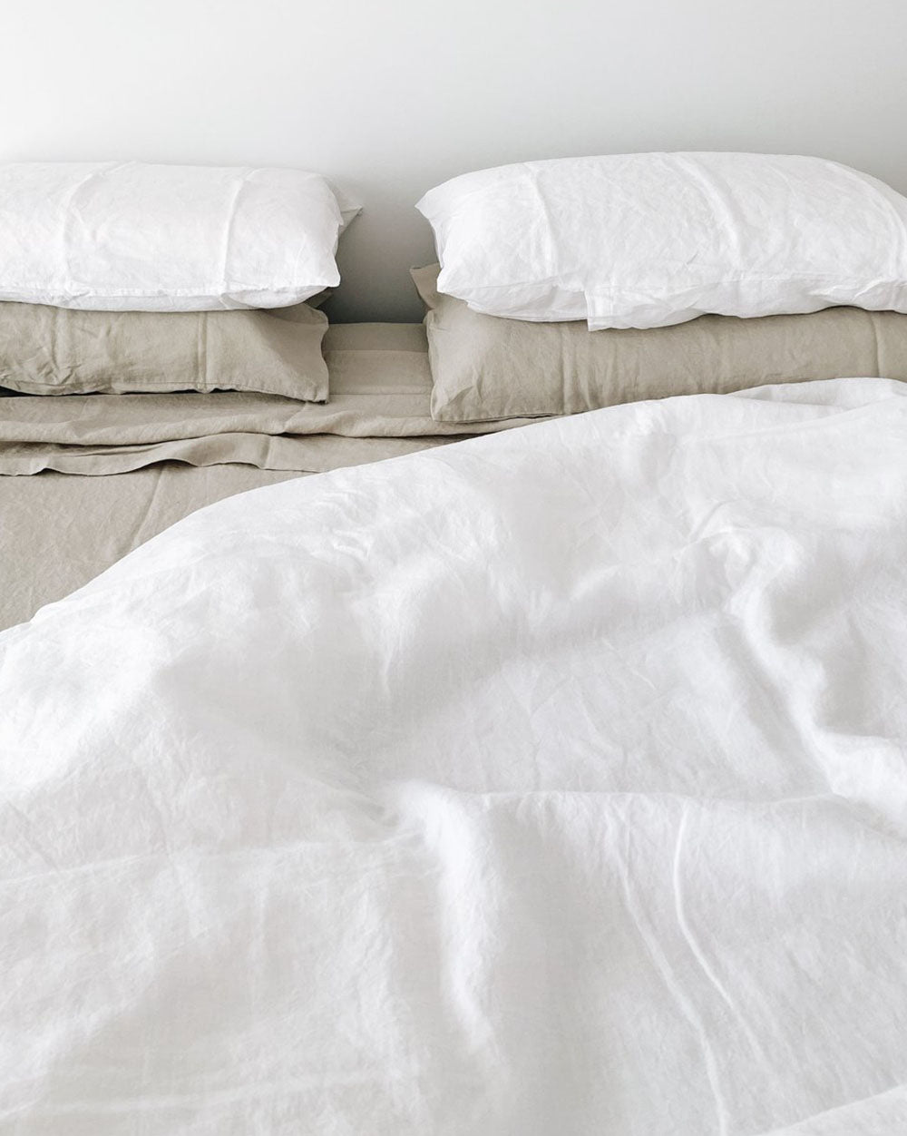 LINEN DUVET SET WHITE - QUEEN