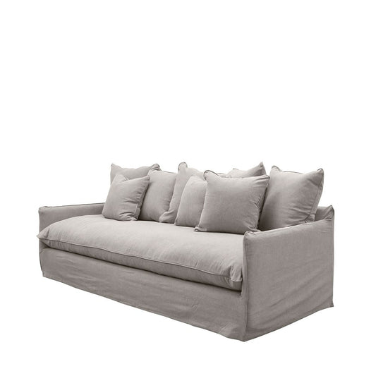 MARLOW LINEN THREE SEATER - CEMENT