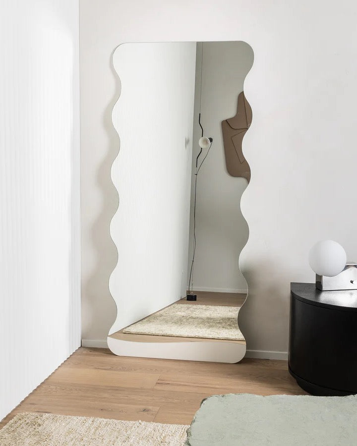 Wavy Full Length Mirror - White